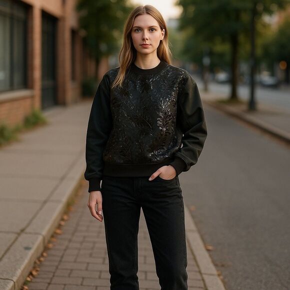 Louis Vuitton NWT Black Floral Sweatshirt - Picture 3 of 6